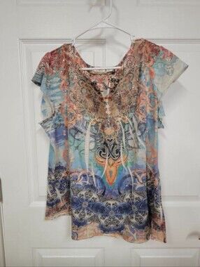 CATO Multi-Color Embellished Women’s Printed Top